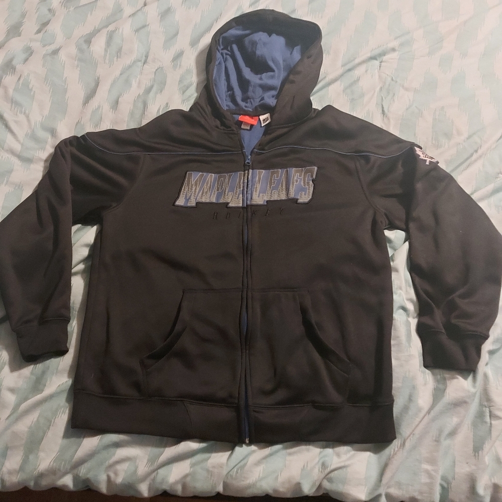 Toronto Maple Leafs Reebok Black Full-Zip Hoodie Men's Large NHL Faceoff‎